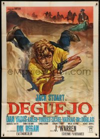 7t803 DEGUEJO Italian 1p 1966 great spaghetti western art of Jack Stuart with gun on ground!