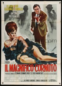 7t692 MAGNIFICENT CUCKOLD Italian 1p 1965 Symeoni art of sexy Claudia Cardinale in slinky dress!