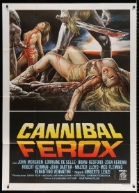 7t838 CANNIBAL FEROX Italian 1p 1981 Umberto Lenzi, wild art of natives w/machetes torturing women!