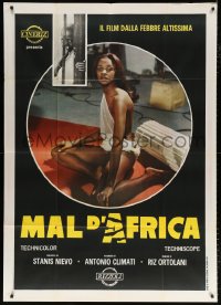 7t690 MAL D'AFRICA Italian 1p 1968 Mal d'Africa, c/u of sexy barely-dressed African girl on floor!