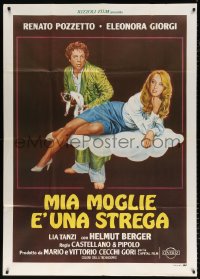 7t683 MIA MOGLIE E UNA STREGA Italian 1p 1980 art of Renato Pozzetto w/ cat & sexy Eleonora Giorgi!