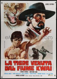 7t589 TIGER FROM RIVER KWAI Italian 1p 1975 George Eastman, cool kung fu art by Zanca!
