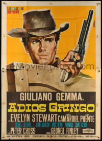 7t547 ADIOS GRINGO Italian 2p 1966 Sandro Symeoni art of cowboy Giuliano Gemma, spaghetti western!