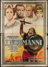 7t540 ATTACK OF THE NORMANS Italian 2p 1962 art of Cameron Mitchell & top stars by Rodolfo Gasparri!