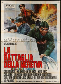 7t537 BATTLE OF NERETVA Italian 2p 1969 different Ciriello WWII art of Brynner, Nero & Koscina!