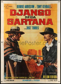 7t505 DJANGO DEFIES SARTANA Italian 2p 1970 Django sfida Sartana, cool spaghetti western art, rare!