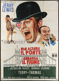 7t501 DON'T RAISE THE BRIDGE, LOWER THE RIVER Italian 2p 1968 wacky art of Jerry Lewis in London!