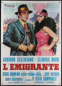 7t493 FUNNY LITTLE GUY Italian 2p 1974 L'emigrante, art of sexy Claudia Mori & Adriano Celentano!