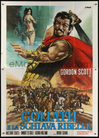 7t486 GOLIATH & THE REBEL SLAVE Italian 2p R1970 Franco art of gladiator Gordon Scott & naked girl!