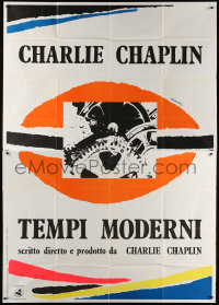 7t444 MODERN TIMES Italian 2p R1972 Charlie Chaplin, different artwork by Monachesi!