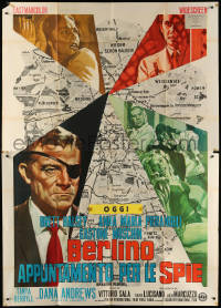 7t411 SPY IN YOUR EYE Italian 2p 1966 Dana Andrews with eyepatch, map art by Averardo Ciriello!