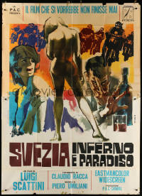 7t403 SWEDEN HEAVEN & HELL Italian 2p 1969 full-length Sandro Symeoni art of naked woman & bikers!