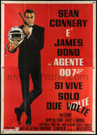 7t385 YOU ONLY LIVE TWICE Italian 2p R1970s art of Sean Connery as James Bond with gun & helmet!