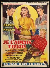 7w374 HAPPIEST OF MEN Belgian 1952 Le plus heureux des hommes, artist of sexy girl w/smoking gun!