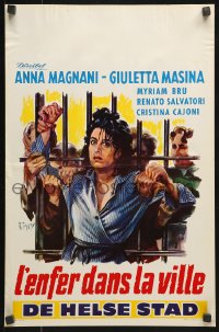7w375 HELL IN THE CITY Belgian 1958 close up of sexy smoking Anna Magnani in women's prison!