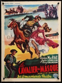 7w412 RETURN OF THE FRONTIERSMAN Belgian 1956 art of Gordon MacRae on horseback grabbing Julie London!