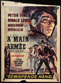 7w413 ROBBERY UNDER ARMS Belgian 1960 great different art cowboy Peter Finch!