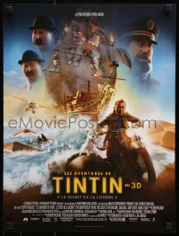 7w452 ADVENTURES OF TINTIN French 16x21 2011 Spielberg's CGI version of the Belgian comic!