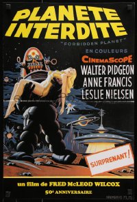 7w485 FORBIDDEN PLANET French 16x24 R2006 classic art of Robby the Robot carrying sexy Anne Francis!