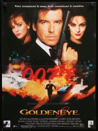 7w489 GOLDENEYE French 16x21 1995 Pierce Brosnan as secret agent James Bond 007, cool montage!