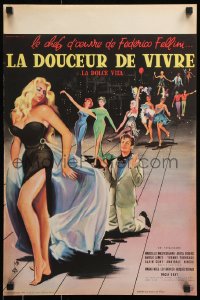 7w502 LA DOLCE VITA French 16x24 1960 Federico Fellini, Mastroianni, sexy Ekberg by Yves Thos!