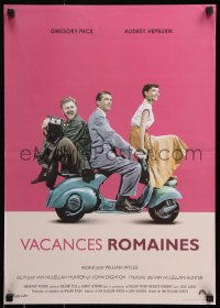 7w529 ROMAN HOLIDAY French 17x24 R2013 Audrey Hepburn & Gregory Peck, Albert riding on Vespa!