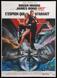 7w543 SPY WHO LOVED ME French 16x21 R1984 art of Roger Moore as James Bond by Bob Peak!
