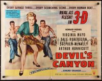 7w087 DEVIL'S CANYON style B 3D 1/2sh 1953 artwork of sexy Virginia Mayo, Dale Robertson!