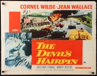7w088 DEVIL'S HAIRPIN style B 1/2sh 1957 Cornel Wilde, Jean Wallace, great vintage car racing image!