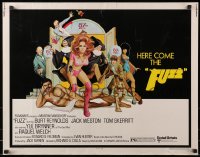 7w119 FUZZ 1/2sh 1972 wacky art of naked Burt Reynolds & sexiest cop Raquel Welch by Richard Amsel!