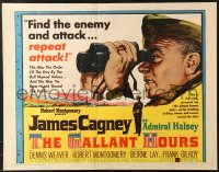 7w121 GALLANT HOURS style A 1/2sh 1960 James Cagney as Admiral Bull Halsey holding binoculars!