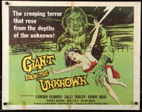 7w125 GIANT FROM THE UNKNOWN 1/2sh 1958 art of wacky monster Buddy Baer grabbing near-naked girl!