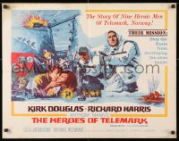 7w136 HEROES OF TELEMARK 1/2sh 1966 Kirk Douglas & Richard Harris stop Nazis from making atom bomb!