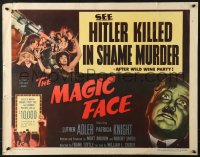 7w205 MAGIC FACE 1/2sh 1951 Luther Adler as Hitler slain in love nest after wild wine party!