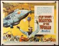 7w210 MASTER OF THE WORLD 1/2sh 1961 Jules Verne, Vincent Price, cool art of enormous flying machine!