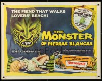 7w219 MONSTER OF PIEDRAS BLANCAS 1/2sh 1959 art of fiend that walks Lovers' Beach & sexy girl!
