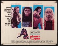 7w253 PLANET OF THE APES 1/2sh 1968 classic sci-fi, Charlton Heston & three stars, ultra-rare!