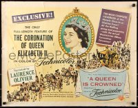 7w260 QUEEN IS CROWNED 1/2sh 1953 Queen Elizabeth II's coronation documentary!