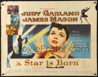 7w287 STAR IS BORN 1/2sh 1954 great close up art of Judy Garland, James Mason, musical classic!