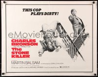 7w291 STONE KILLER 1/2sh 1973 Charles Bronson is a cop who plays dirty shooting guy on fire escape!