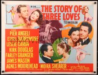 7w295 STORY OF THREE LOVES style A 1/2sh 1953 Kirk Douglas, Pier Angeli, Leslie Caron, Granger!