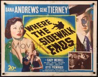 7w341 WHERE THE SIDEWALK ENDS 1/2sh 1950 Dana Andrews, sexy Gene Tierney, Otto Preminger noir!