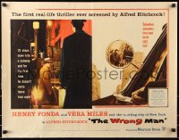 7w350 WRONG MAN 1/2sh 1957 Henry Fonda, Vera Miles, Alfred Hitchcock, cool side view mirror art!