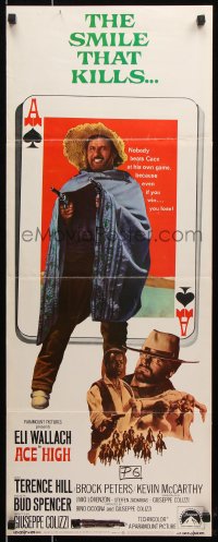 7w655 ACE HIGH insert 1969 Eli Wallach, Terence Hill, spaghetti western, cool ace of spades design!