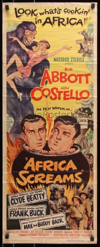 7w657 AFRICA SCREAMS insert 1949 art of natives cooking Bud Abbott & Lou Costello in cauldron!