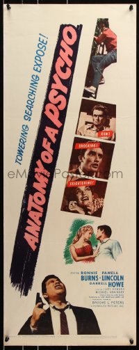 7w663 ANATOMY OF A PSYCHO insert 1961 terrifying searching expose of a stalker after a beautiful babe!