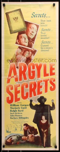 7w669 ARGYLE SECRETS insert 1948 film noir from the world's most sinister best-seller!