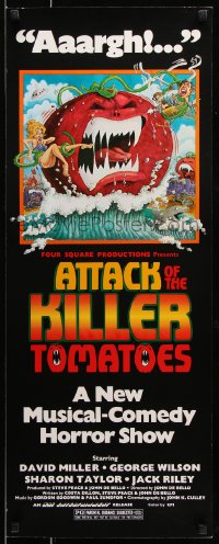 7w671 ATTACK OF THE KILLER TOMATOES insert 1979 wacky monster artwork by David Weisman!