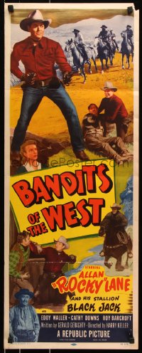 7w675 BANDITS OF THE WEST insert 1953 Allan Rocky Lane & his stallion Black Jack, cool western action!