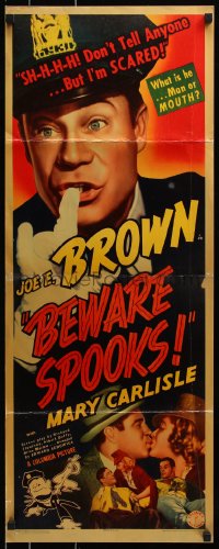 7w685 BEWARE SPOOKS insert 1939 is Joe E. Brown man or mouth?, Mary Carlisle, wacky & ultra-rare!